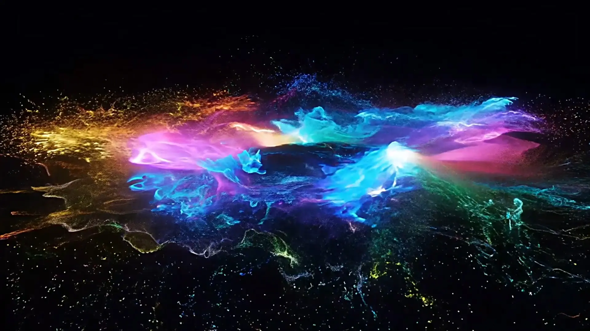 Vibrant Neon Particle Burst Transition for Video Intros